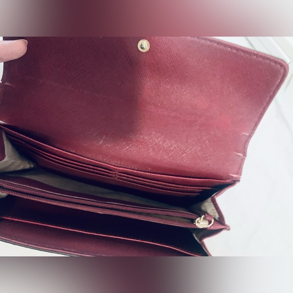 Michael Michael Kors Large Hamilton red Leather Wallet Button Snap - Picture 4 of 4